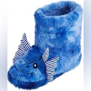 Totes Blue Dinosaur Dragon Monster Slipper Boots Sz 9 - 10